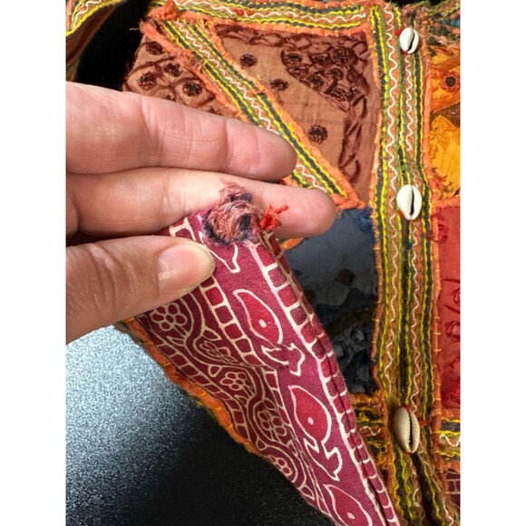 Boho Patchwork Sling Bag Embroidered Festival Tote - Picture 3 of 10